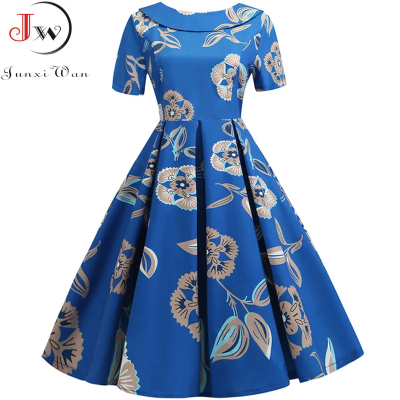 Women Floral Print Vintage Dress 2019 Short Sleeve Peter pan Collar Elegant vestidos Robe Casual Summer Midi Party Dress
Women Floral Print Vintage Dress 2019 Short Sleeve Peter pan Collar Elegant vestidos Robe Casual Summer Midi Party Dress