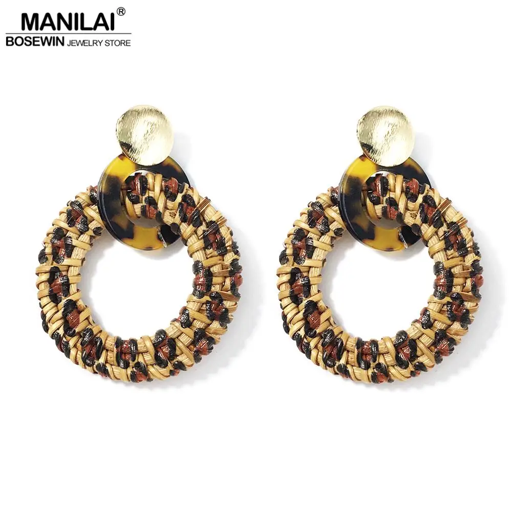 MANILAI Leopard Print Acrylic Rattan Dangle Earrings Women Big Circular Pendant Statement Earring Vintage Jewelry Korea Handmade
MANILAI Leopard Print Acrylic Rattan Dangle Earrings Women Big Circular Pendant Statement Earring Vintage Jewelry Korea Handmade