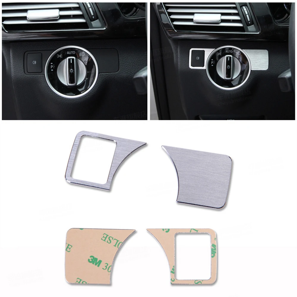 Aluminium Alloy Headlight Switch Cover Trim Sticker Car Styling Accessories for Mercedes Benz A W176 B W246 C W204 E-class W212 GLA GLK X204 GL ML