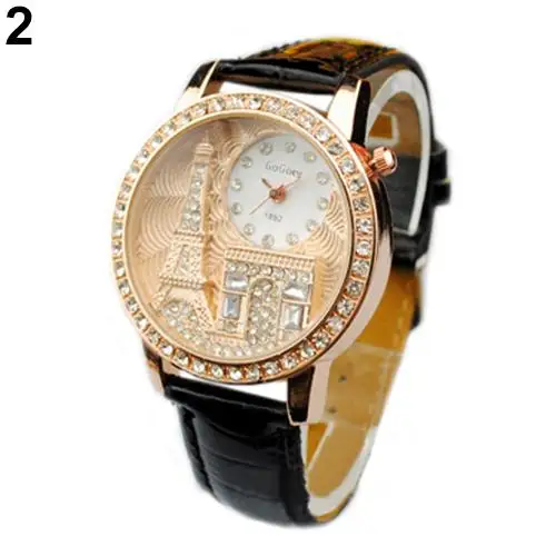

Fashion Women Lady Eiffel Tower Dial Faux Leather Band Quartz Wrist Watch
