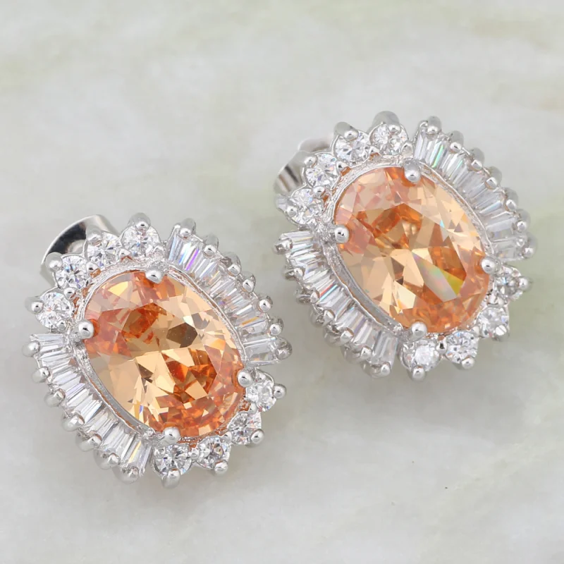 Fashion jewelry Brand designer Champagne Cubic Zirconia White gold Stud earrings for female JE064
Fashion jewelry Brand designer Champagne Cubic Zirconia White gold Stud earrings for female JE064