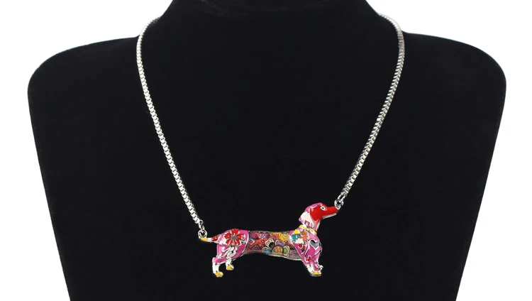 trendy-dachshund-dog-choker-necklace-enamel-pendant-chain-for-women