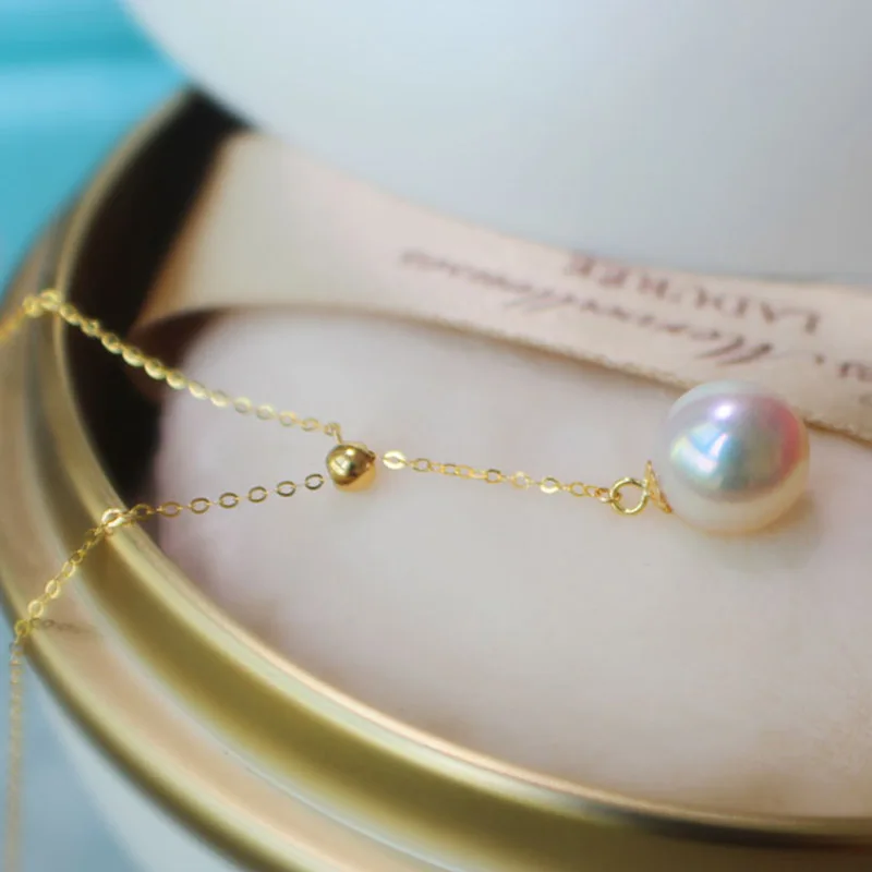 SINYA Trendy Multifunctional Pendant 8-8.5mm Pearl Pendant 18k Yellow Gold Chain& Akoya Pearl Pendant Necklace For Women Gift (16)