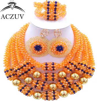ACZUV Latest Nigerian Bridal Jewelry Set Orange AB Royal Blue African Beads for Nigeria Wedding D4R022
ACZUV Latest Nigerian Bridal Jewelry Set Orange AB Royal Blue African Beads for Nigeria Wedding D4R022