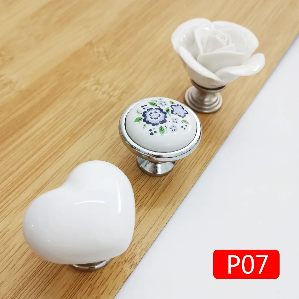 P07白色印花系列单孔陶瓷拉手=主图04