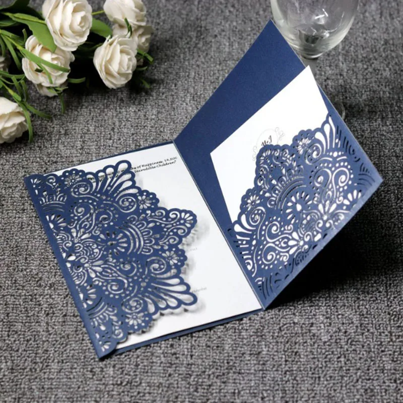 10pcs/lot Luxury Navy blue Laser Cut Invitations elegant Pattern Wedding Invitations Card Blank Inner Greeting Card for Wedding
10pcs/lot Luxury Navy blue Laser Cut Invitations elegant Pattern Wedding Invitations Card Blank Inner Greeting Card for Wedding