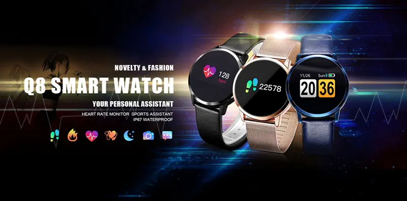 VERYFiTEK Q8 Heart Rate Monitor Smart Watch Blood Pressure Oxygen SmartWatch IP67 Pedometer Men Women Sport Fitness Watches (2)