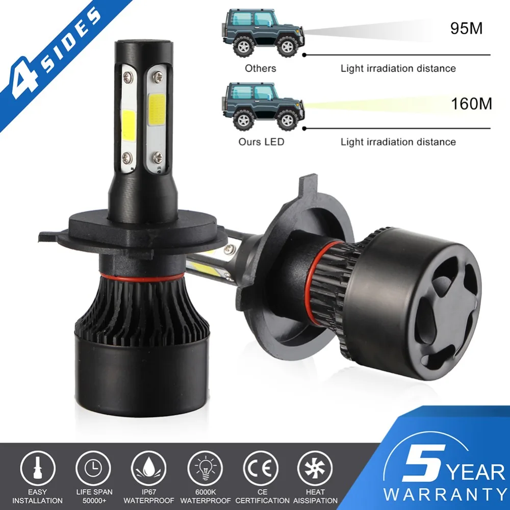 100W DOB Car LED Headlight Bulb 4 Side Auto Headlamp 6500K Fog Light Lamp H7/H8/H9/H11/9005/HB3/9006/HB4/H4/HB2/9003 12V 24V
100W DOB Car LED Headlight Bulb 4 Side Auto Headlamp 6500K Fog Light Lamp H7/H8/H9/H11/9005/HB3/9006/HB4/H4/HB2/9003 12V 24V