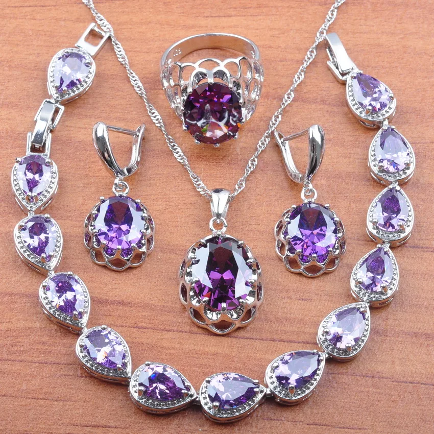 Natural Purple Zirconia Lady 925 Sterling Silver Jewelry Sets Wedding Jewelry Earrings Necklace Pendant Rings Bracelet JS0166
Natural Purple Zirconia Lady 925 Sterling Silver Jewelry Sets Wedding Jewelry Earrings Necklace Pendant Rings Bracelet JS0166