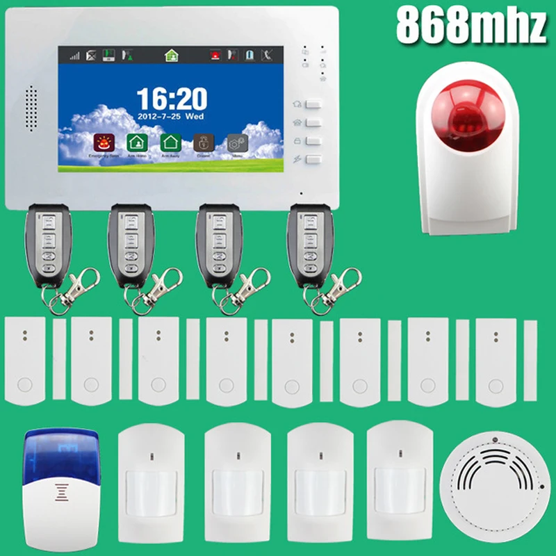 TFT color display wireless GSM SMS Home Burglar Security Alarm System IOS and Android APP controlled
TFT color display wireless GSM SMS Home Burglar Security Alarm System IOS and Android APP controlled