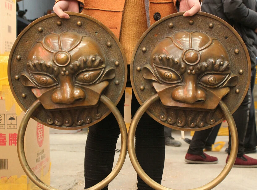 song voge gem S3797 24" China Bronze Copper Palace FengShui Lion Head Mask Statue Door Knocker Pair
song voge gem S3797 24" China Bronze Copper Palace FengShui Lion Head Mask Statue Door Knocker Pair