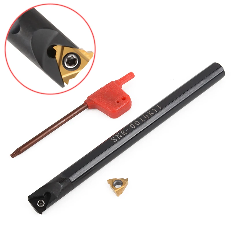 1 Set CNC Lathe Turning Tool Durable Internal Threading Tools SNR0010K11 Boring Bar 10 x 125mm + 11IR A60 Carbide Insert