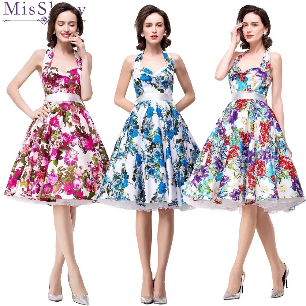 In stock Women Cocktail dress Floral Vintage Dress Halter Party Casual Dress Feminino Rockabilly Dress Swing Vestido Elegant
In stock Women Cocktail dress Floral Vintage Dress Halter Party Casual Dress Feminino Rockabilly Dress Swing Vestido Elegant