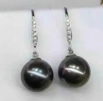 free shipping luxury Noble jewelry a pair of round AAA natural 10-11mm tahitian black pearl earrings silver
free shipping luxury Noble jewelry a pair of round AAA natural 10-11mm tahitian black pearl earrings silver
