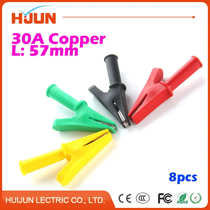 8pcs/lot 30A 57mm Copper Alligator Clip Cable Wire Battery Crocodile Clips Electrical Clamp Tester Probe Car Double-ended
8pcs/lot 30A 57mm Copper Alligator Clip Cable Wire Battery Crocodile Clips Electrical Clamp Tester Probe Car Double-ended
