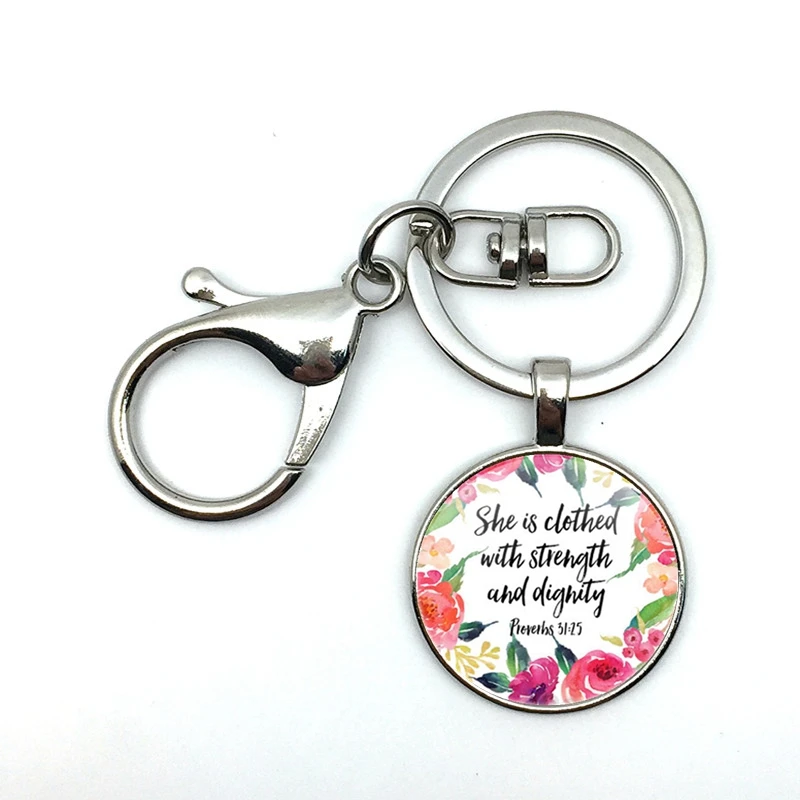 2018 / Fashion Hot Style She Wears Strength and Dignity Necklace Rumor 31:25 Bible Text Christian Pattern Glass Pendant Keychain
2018 / Fashion Hot Style She Wears Strength and Dignity Necklace Rumor 31:25 Bible Text Christian Pattern Glass Pendant Keychain