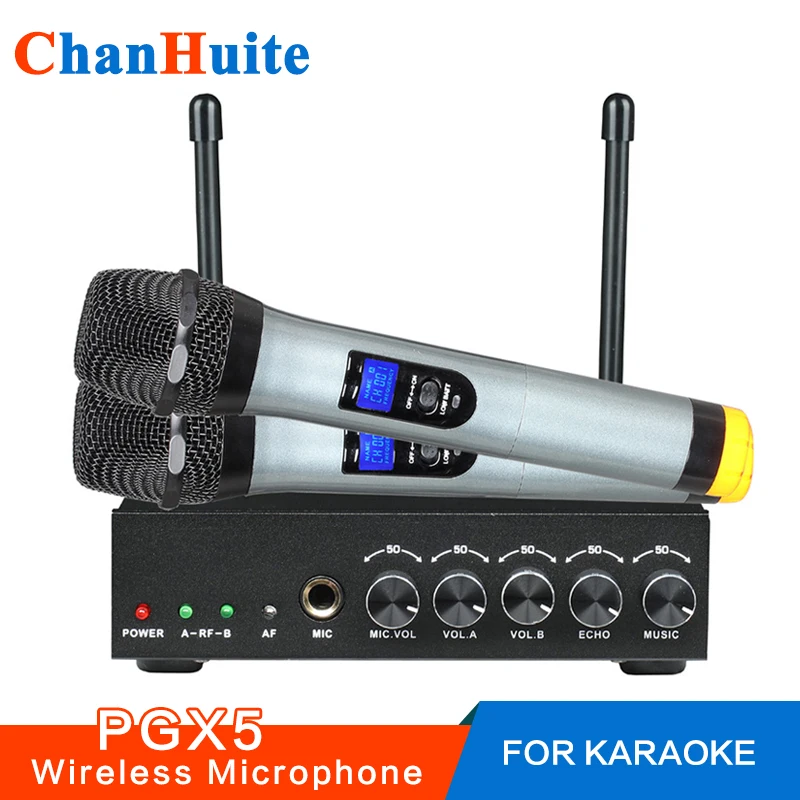 Микрофон Excelvan PGX5 беспроводной для караоке двойной портативный мини микрофон с