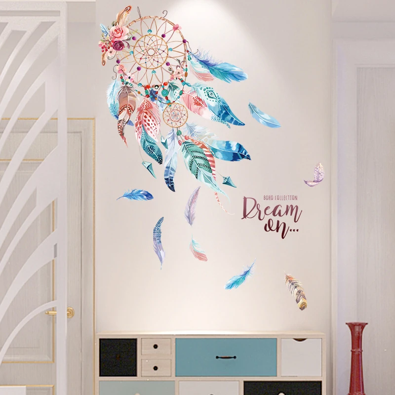1PC 3D Dream Catcher Wall Sticker Colorful Feathers For Living Room Bedroom Door Glass Decoration Wallpaper Murals 45*60CM
1PC 3D Dream Catcher Wall Sticker Colorful Feathers For Living Room Bedroom Door Glass Decoration Wallpaper Murals 45*60CM