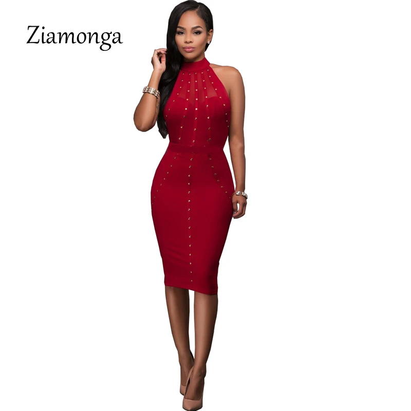 European Style Women Bodycon Dress Rivet Mesh Patchwork Elegant Sexy Club Dress 2019 Halter Sleeveless Midi Summer Dress C2806
European Style Women Bodycon Dress Rivet Mesh Patchwork Elegant Sexy Club Dress 2019 Halter Sleeveless Midi Summer Dress C2806