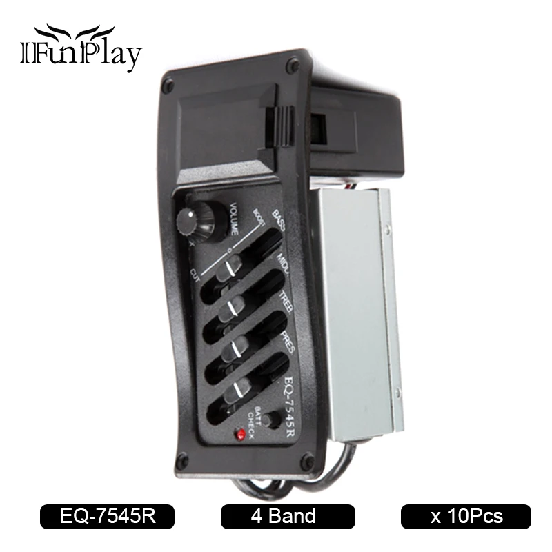 10 Pcs 4 Band Acoustic Guitar EQ-7545R Equalizer Acoustic Guitar Preamp Amplifier Piezo Pickup 6.5MM Output
10 Pcs 4 Band Acoustic Guitar EQ-7545R Equalizer Acoustic Guitar Preamp Amplifier Piezo Pickup 6.5MM Output