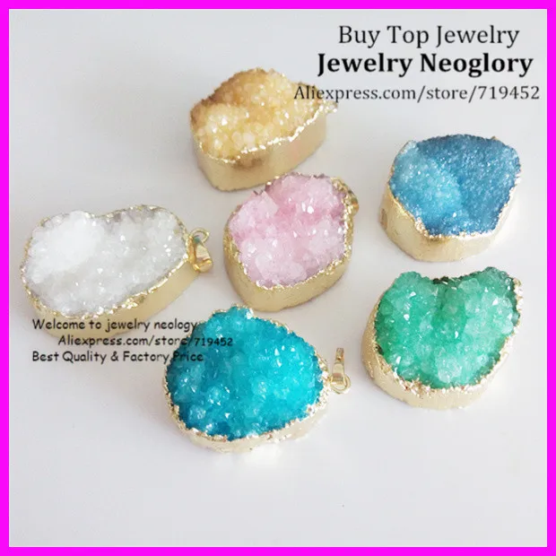 10PCS Gold color Nature Druzy pendant, Drusy Crystal Quartz,Stone Druzy Pendant in mix color,Gem stone Pendant Jewelry findings
10PCS Gold color Nature Druzy pendant, Drusy Crystal Quartz,Stone Druzy Pendant in mix color,Gem stone Pendant Jewelry findings