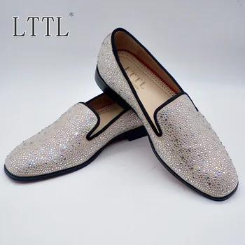 LTTL Handmade Beige Rhinestone Loafers Suede Leather Shoes Men Slip-on Dress Shoes Leather Men's Flats Party And Wedding Shoes
LTTL Handmade Beige Rhinestone Loafers Suede Leather Shoes Men Slip-on Dress Shoes Leather Men's Flats Party And Wedding Shoes