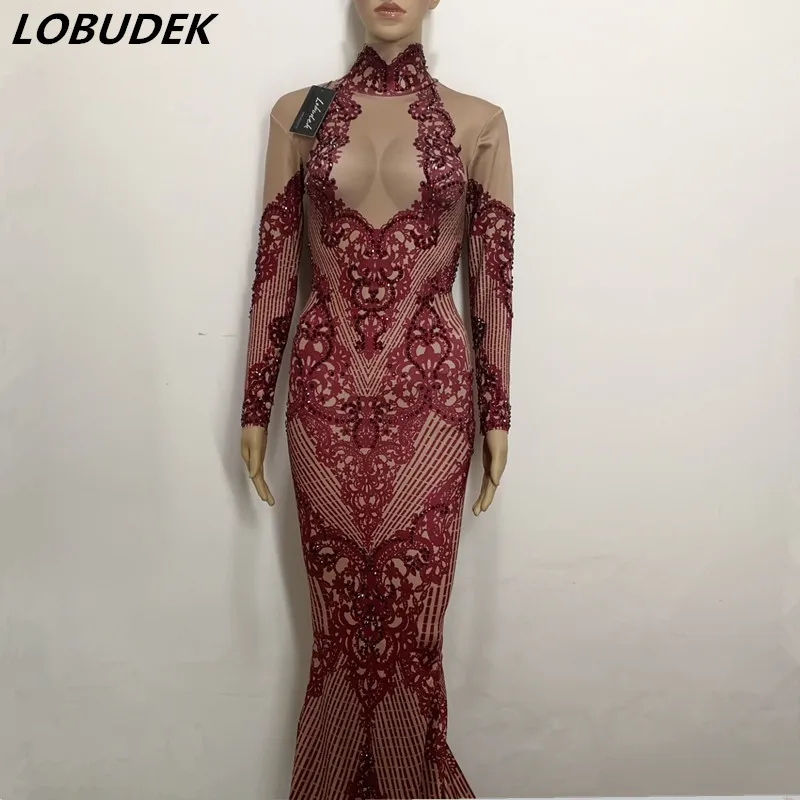 Occident Style Trailing long Dress Bright Crystals one piece dress Nightclub DJ DS costumes Party Celebration performance wears
Occident Style Trailing long Dress Bright Crystals one piece dress Nightclub DJ DS costumes Party Celebration performance wears