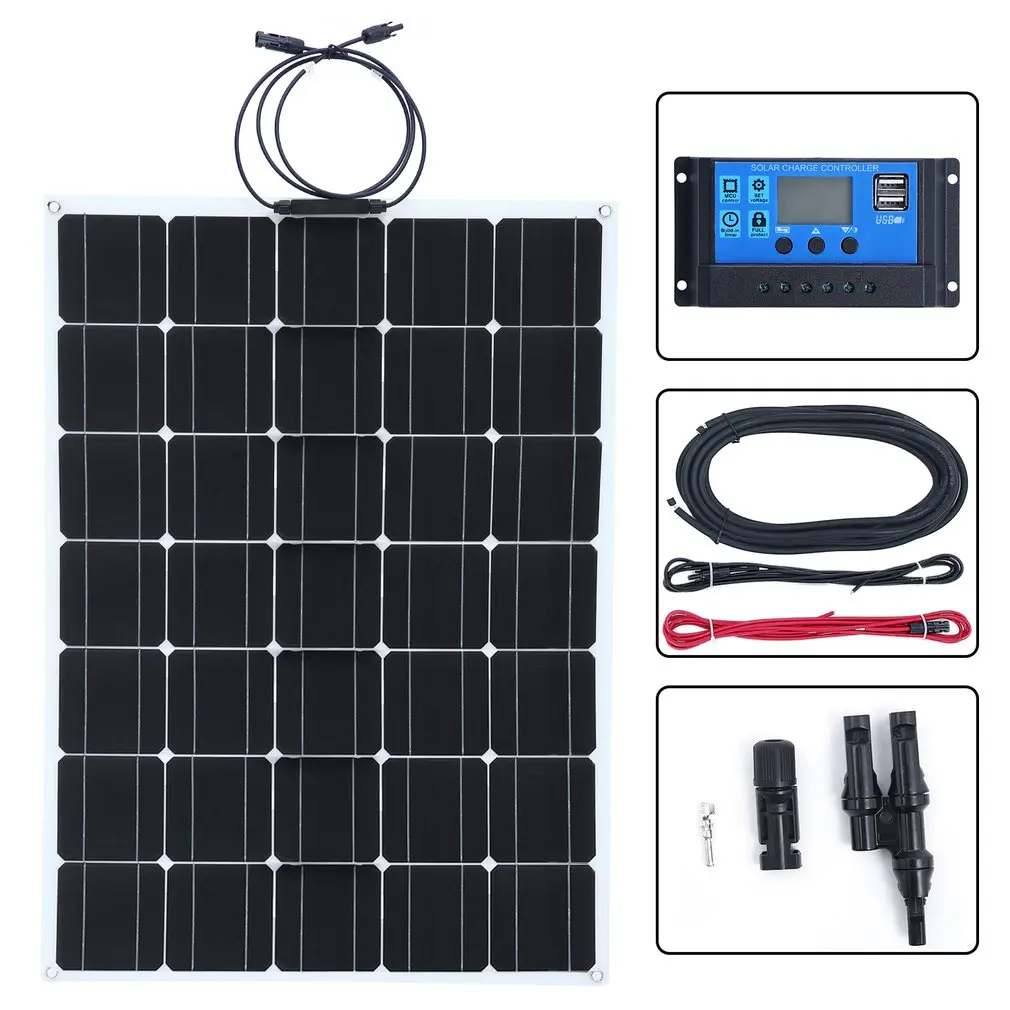 150W Monocrystalline Solar Panel With 30A Battery Charger Sun Power Module Outdoor Solar Charging Device Solar Panel
150W Monocrystalline Solar Panel With 30A Battery Charger Sun Power Module Outdoor Solar Charging Device Solar Panel
