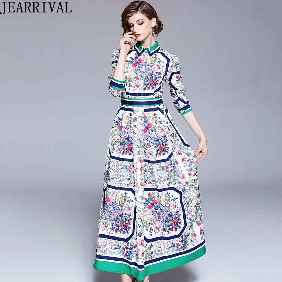 Runway Long Floral Dress 2018 New Fashion Women Full Sleeve Turn-down Collar Slim Casual Vintage Maxi Dress Vestido De Festa
Runway Long Floral Dress 2018 New Fashion Women Full Sleeve Turn-down Collar Slim Casual Vintage Maxi Dress Vestido De Festa