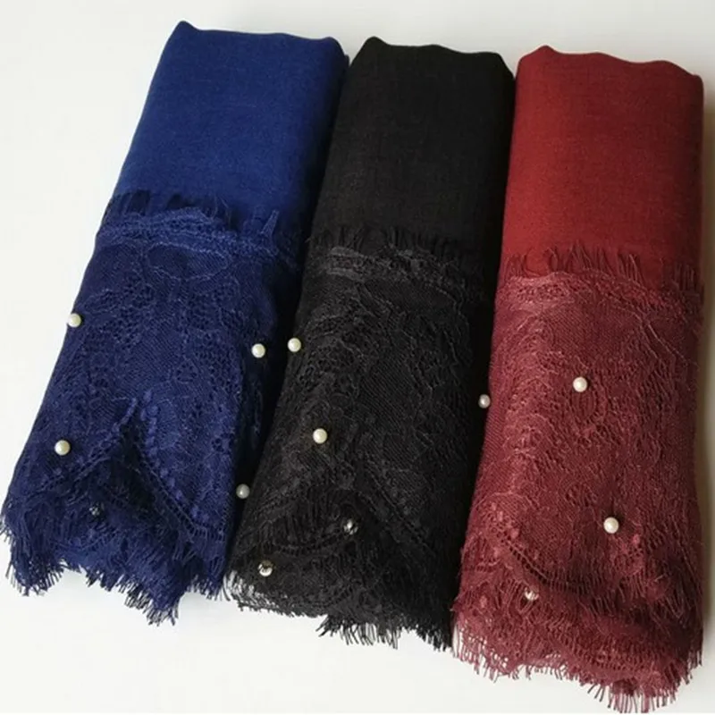 Women scarves hijabs luxury 2 sides lace edges pearls plain solid shawl viscose Muslim beads scarf Eid gifts 10pcs fast shipping
Women scarves hijabs luxury 2 sides lace edges pearls plain solid shawl viscose Muslim beads scarf Eid gifts 10pcs fast shipping