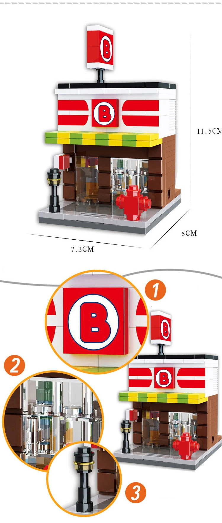 City Mini Street Scene Building Blocks Toys Architecture Model Apple Store KFCE McDonald Compatible With Legoe Toys for Children (2)