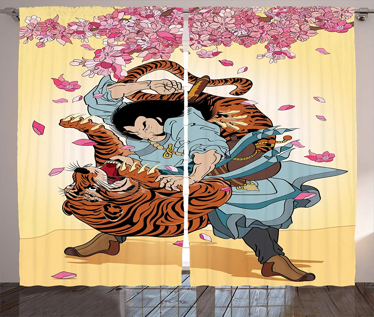 Japanese Curtains Brave Samurai and Tiger Clash Turn into Floral Sakura Cherry Blossoms Cartoon Print Living Room Bedroom Window
Japanese Curtains Brave Samurai and Tiger Clash Turn into Floral Sakura Cherry Blossoms Cartoon Print Living Room Bedroom Window