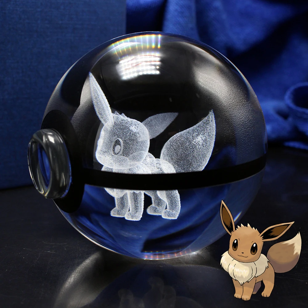 New 80mm 3D Laser Pokemon Go ball Crystal Eevee Sculpture Ball With Led Light Base for Cartoon Souvenirs
New 80mm 3D Laser Pokemon Go ball Crystal Eevee Sculpture Ball With Led Light Base for Cartoon Souvenirs