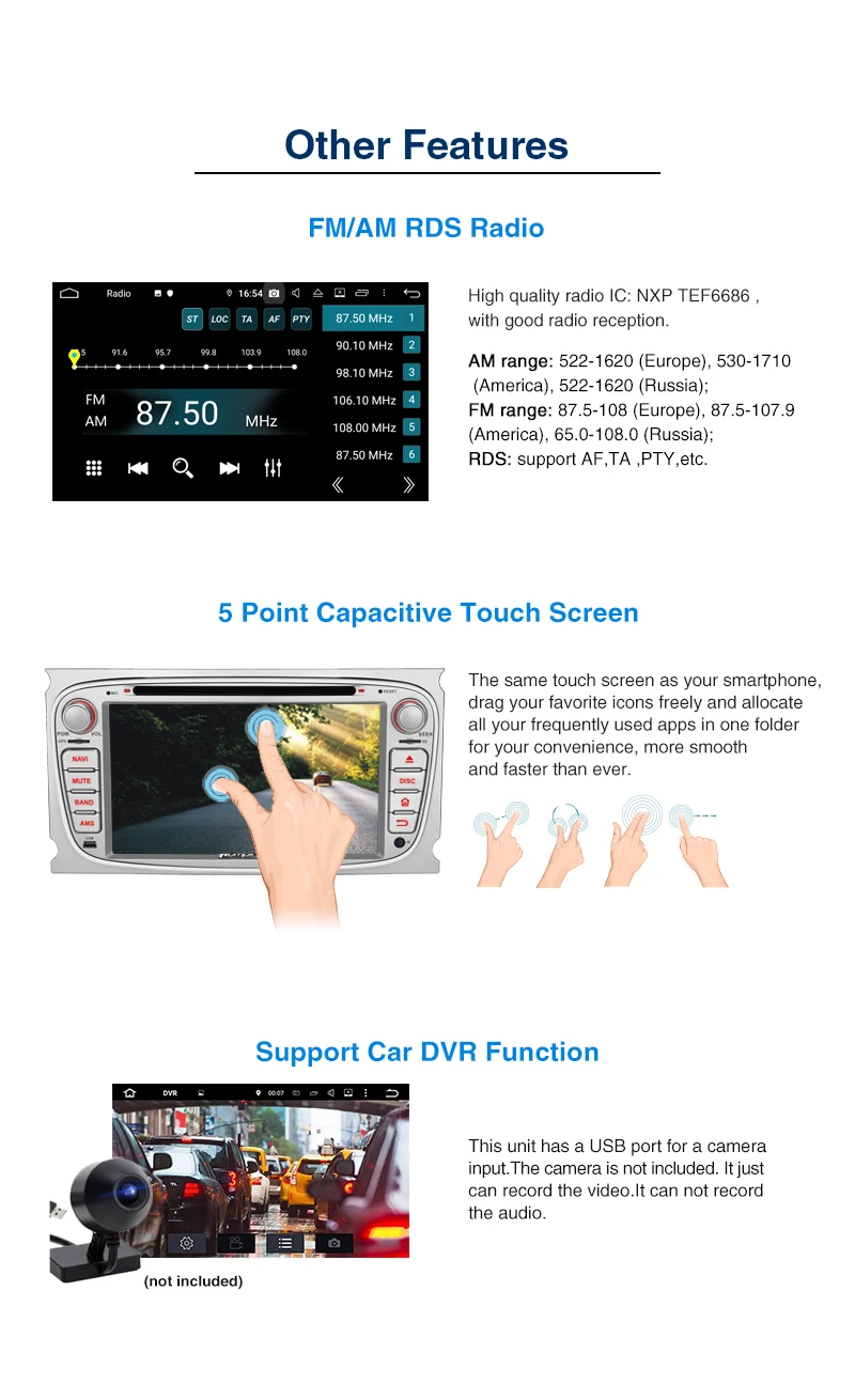 Clearance Pumpkin2 Din 7"Android 9.0 Car DVD Player GPS Navigation Qcta-Core 4G RAM Car Stereo For Ford Focus/Mondeo Wifi 4G OBD2 Headunit 20