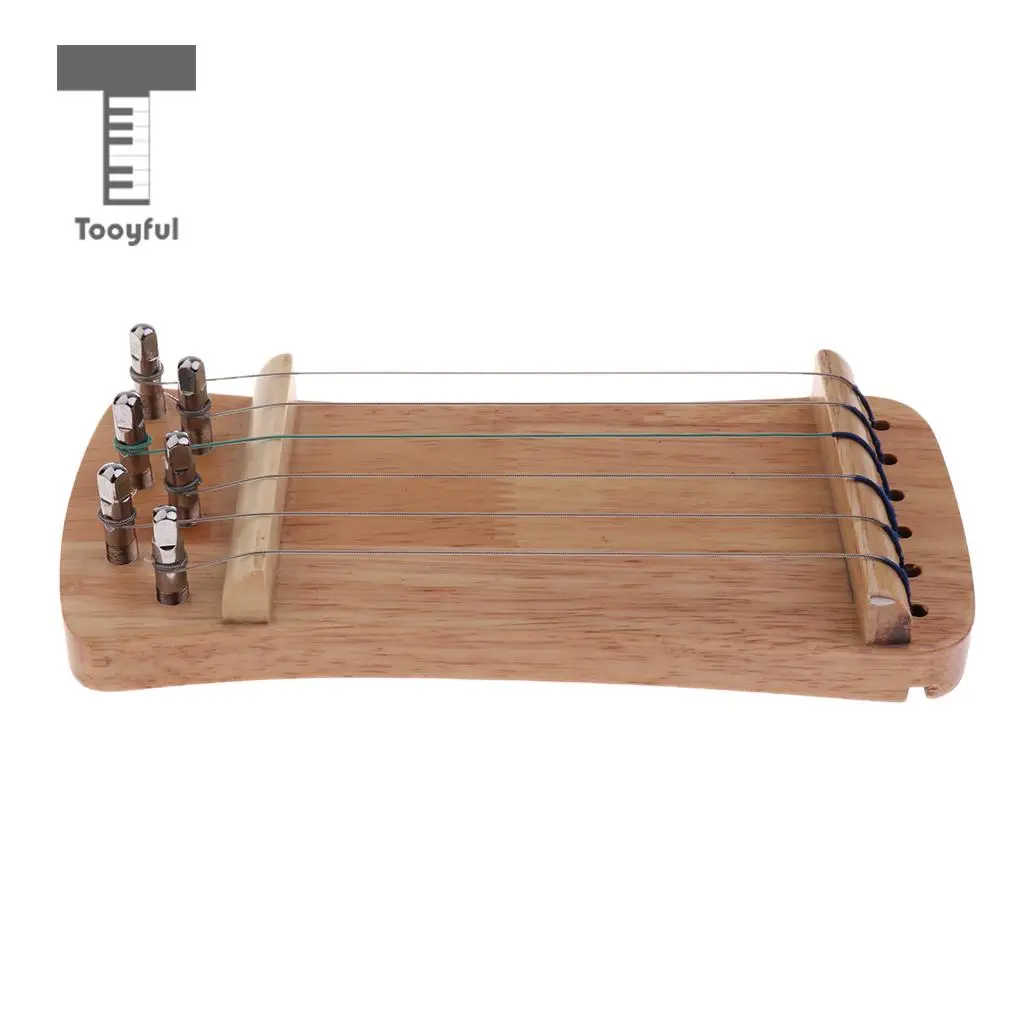 Tooyful Exquisite Solid Wood Mini 6 String Guzheng Chinese Zither Hand Trainer Gu Zheng Finger-training Exerciser