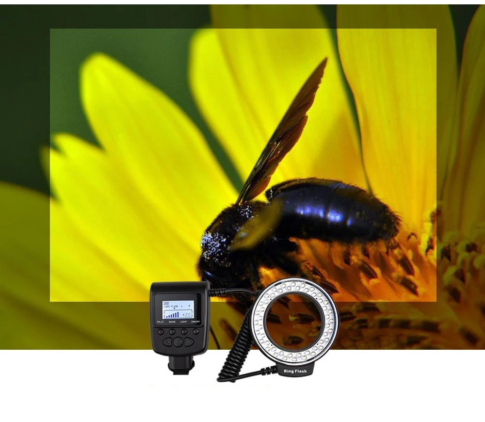 capsaver RF-550D Macro LED Ring Flash Light Speedlight Speedlite for Canon Nikon Sony Hotshoe Olympus Panasonic Pentax GN15