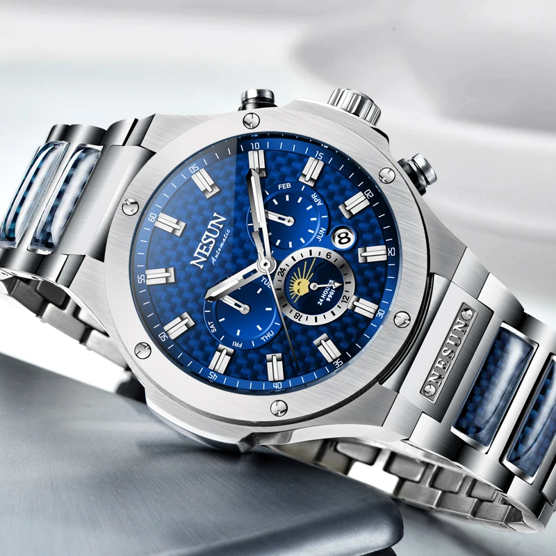 NESUN Men Fashion Business Automatic Mechanical Wristwatches Waterproof Sport Watches Stainless Steel Band Relogio Masculino New 
NESUN Men Fashion Business Automatic Mechanical Wristwatches Waterproof Sport Watches Stainless Steel Band Relogio Masculino New