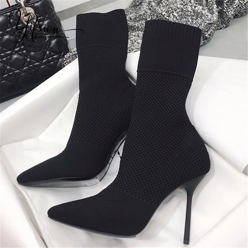 OLOME New Fashion Black Sexy Pointed Toe Women Boots Slip On Thin High Heel Women Autumn Boots Sock Ankle Shoes Woman 
OLOME New Fashion Black Sexy Pointed Toe Women Boots Slip On Thin High Heel Women Autumn Boots Sock Ankle Shoes Woman