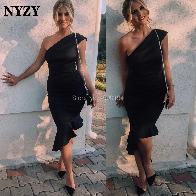 NYZY C139 Black Cocktail Dresses Satin One Shoulder Ruffles Mermaid Robe Soiree Short Formal Dress Party 2019
NYZY C139 Black Cocktail Dresses Satin One Shoulder Ruffles Mermaid Robe Soiree Short Formal Dress Party 2019
