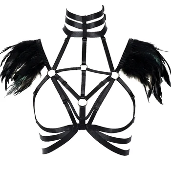 Feather Harness Bra Chest Body Bondage Angel Wing Adjust Tops Hollow Out Goth Punk Halloween Festival Rave Lingerie for Women
Feather Harness Bra Chest Body Bondage Angel Wing Adjust Tops Hollow Out Goth Punk Halloween Festival Rave Lingerie for Women
