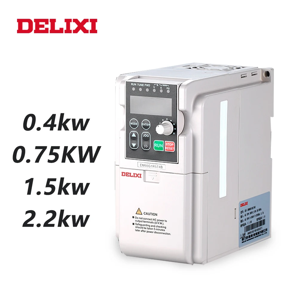 DELIXI AC 220V 0.4KW/0.75KW/1.5KW/2.2KW single phase VFD inverter drives for motor Speed Control 50/60HZ DC frequency converter
DELIXI AC 220V 0.4KW/0.75KW/1.5KW/2.2KW single phase VFD inverter drives for motor Speed Control 50/60HZ DC frequency converter