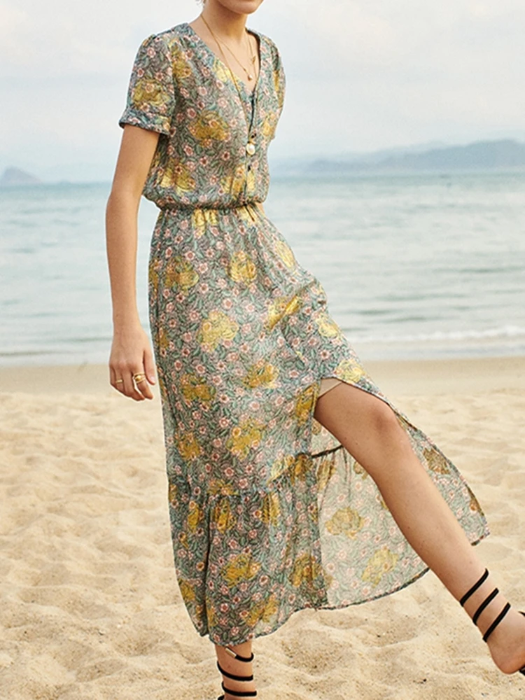 2019 New Silk Women Midi Dress Print Ruffled dress long dress female elegant ladies V-neck dresses Summer for Beach Holiday
2019 New Silk Women Midi Dress Print Ruffled dress long dress female elegant ladies V-neck dresses Summer for Beach Holiday