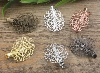 34*26mm Vintage Filigree Flower Bobby Pins Metal Clip Crocodile Duckbill Hair Clip With Teeth Alligator Clips Multi-color
34*26mm Vintage Filigree Flower Bobby Pins Metal Clip Crocodile Duckbill Hair Clip With Teeth Alligator Clips Multi-color