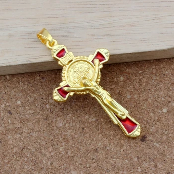 2pcs /lots Red Enamel Saint Benedict Medal Cross Crucifix religion Pendants Jewelry DIY Fit Pendant necklace 28.5x56.2mm 
2pcs /lots Red Enamel Saint Benedict Medal Cross Crucifix religion Pendants Jewelry DIY Fit Pendant necklace 28.5x56.2mm