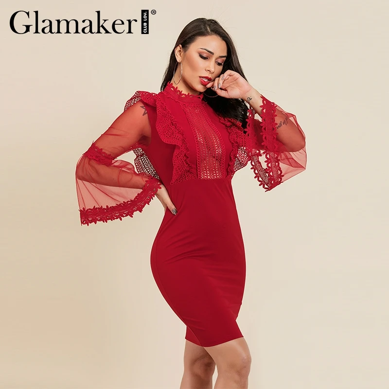 Glamaker Knit lace patchwork ruffle bodycon sexy dress Women summer mesh long sleeve midi dress Elegant female retro party dress
Glamaker Knit lace patchwork ruffle bodycon sexy dress Women summer mesh long sleeve midi dress Elegant female retro party dress