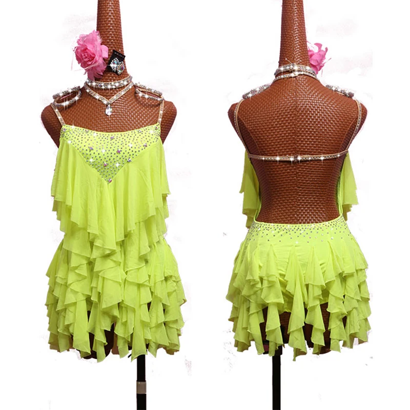 New Sexy Latin Dancing Dresses For Ladies Yellow Dress Traditional Women Ballroom Costume Competitive Theatrical Garments E001
New Sexy Latin Dancing Dresses For Ladies Yellow Dress Traditional Women Ballroom Costume Competitive Theatrical Garments E001