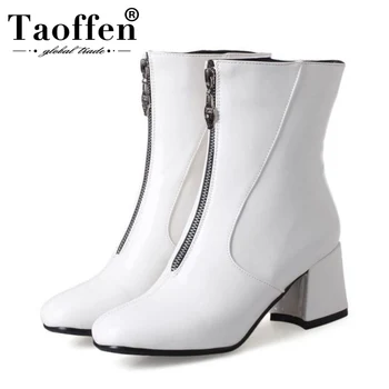 Taoffen Ankle Boots Women Plus Size 32-46 Brand Quality Patent Leather High Heels Winter Shoes Women Warm Fur Zipper Boots
Taoffen Ankle Boots Women Plus Size 32-46 Brand Quality Patent Leather High Heels Winter Shoes Women Warm Fur Zipper Boots