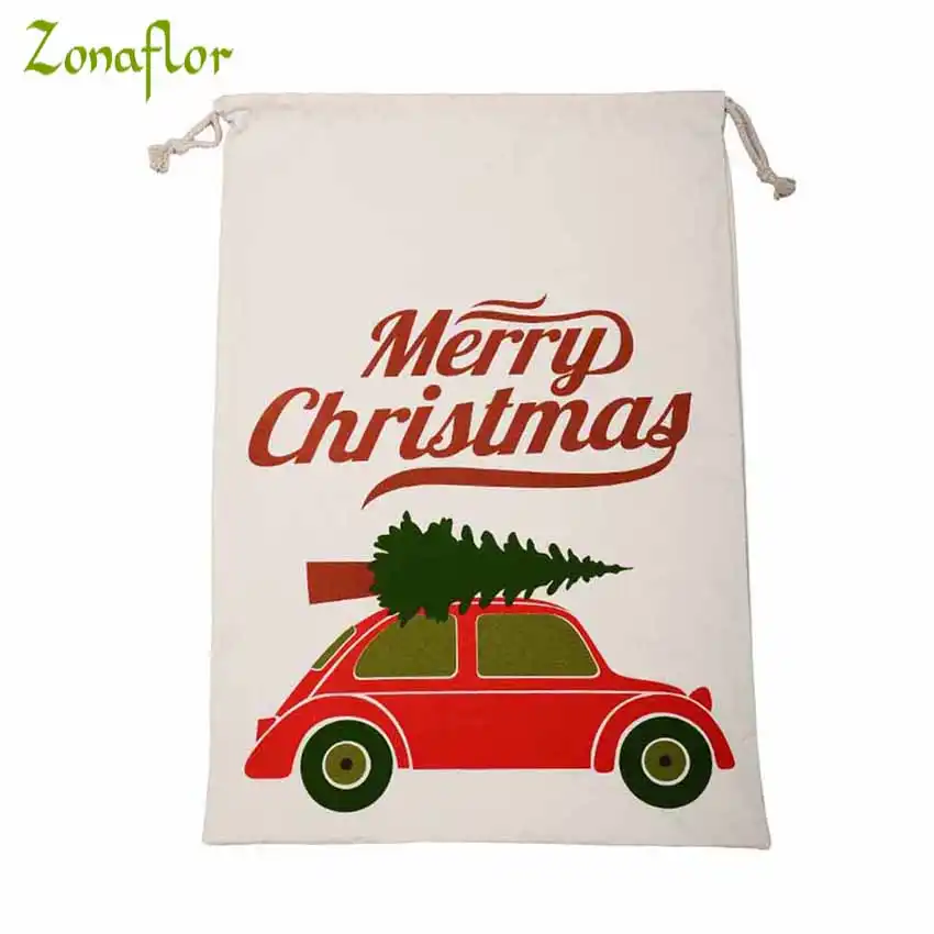 canvas candy christmas tree printed gift bag fashion drawstring