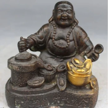 RHS0045 4" Chinese Bronze Gilt Fengshui Folk Wealth Happy Laugh Maitreya Buddha Statue
RHS0045 4" Chinese Bronze Gilt Fengshui Folk Wealth Happy Laugh Maitreya Buddha Statue