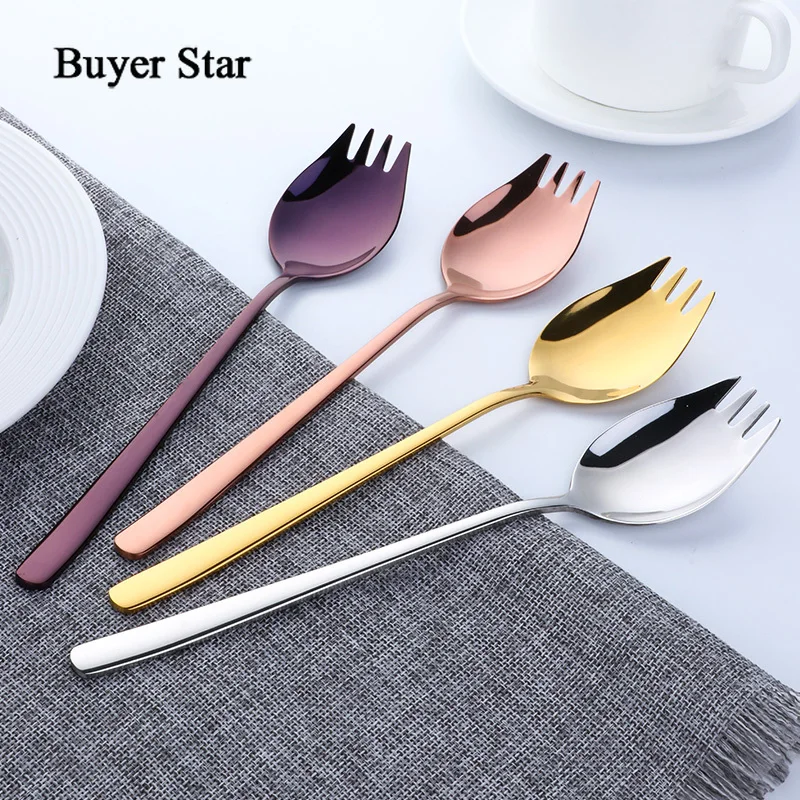 Buyer Star 4-Piece Colorful Long Handle Spork with Mirror Polished Bowl 304 Stainless Steel Appetizer Dessert Spoon Salad Fork 
Buyer Star 4-Piece Colorful Long Handle Spork with Mirror Polished Bowl 304 Stainless Steel Appetizer Dessert Spoon Salad Fork
